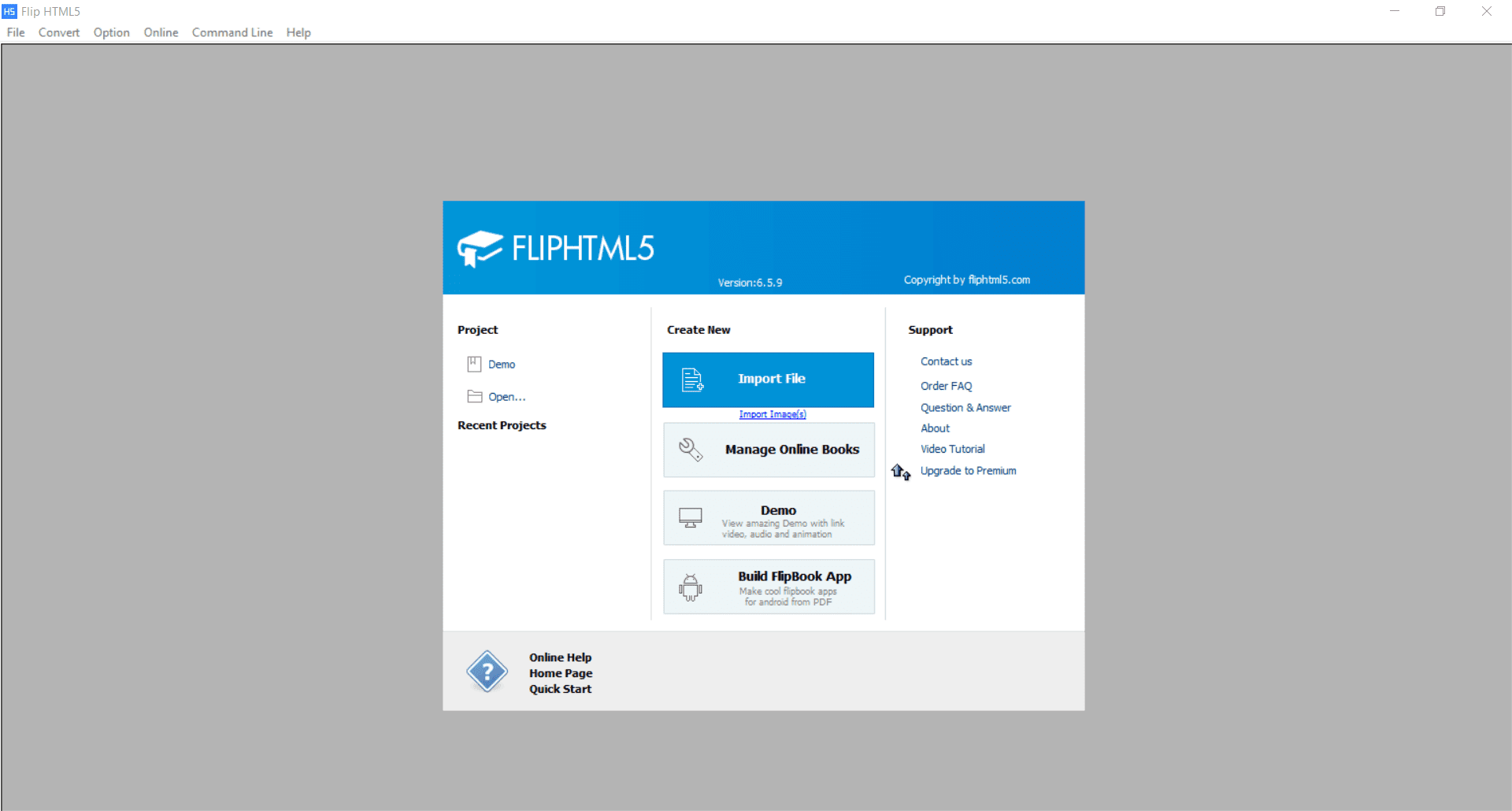 FlipHTML5 Main Interface Screenshot