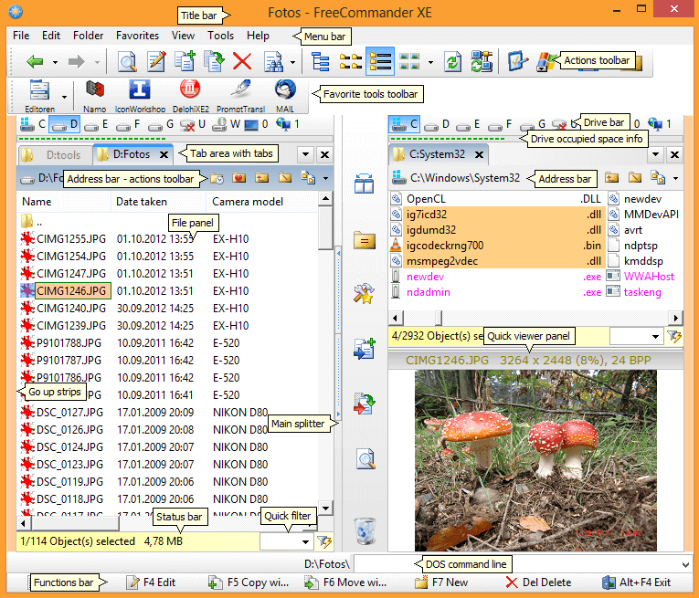 FreeCommander XE Main Interface Screenshot