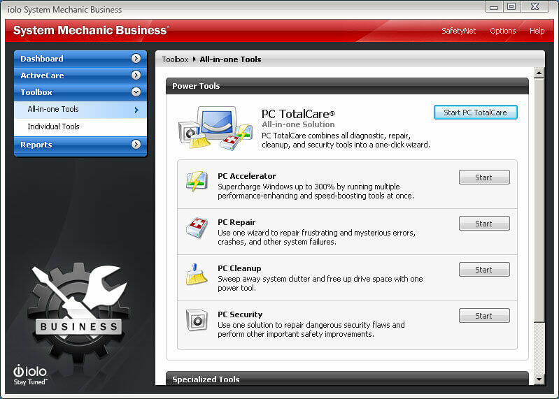 System Mechanic Business All-In-One Tools Screenshot